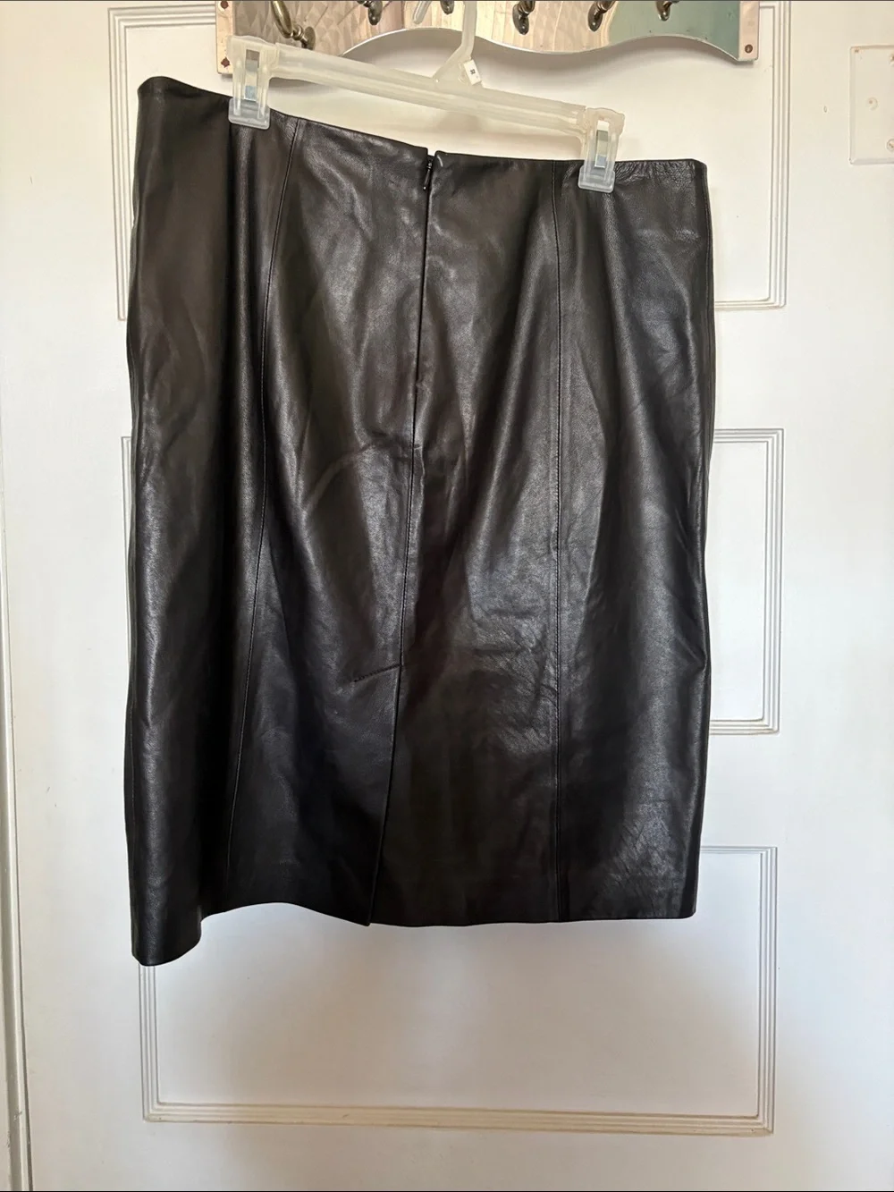 Talbots Classic Black Leather Pencil Skirt Size 12